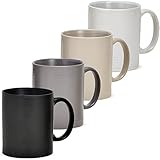 matches21 Tasse Kaffeebecher unifarben schlicht einfarbig schwarz weiß grau ODER beige Steingut 1 Stk B-WARE 10 cm 300 ml