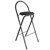 70/75 cm klappbarer Küchenhocker für Erwachsene, tragbarer Hochstuhl für Frühstück, Restaurant, Büro, Party, moderner ergonomischer Faltbarer Barstuhl (Color : Black, Size : 70cm/28in)
