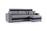 mb-moebel kleines Ecksofa Sofa Eckcouch mit Schlaffunktion und Zwei Bettkasten Ottomane L-Form Schlafsofa Bettsofa Polsterecke Wohnlandschaft ZENO (Ecksofa Rechts, Hellgrau)
