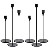 Amzeeniu Kerzenständer schwarz 6 Set,Hochzeit Kerze Stand,Abendessen Kerzenhalte,ø2.2cm Stabkerze,Kerzenloch Rand Vintage Dekorative Kerzenleuchter Stabkerze Deko,Esstisch Geburtstag für Bar,Party