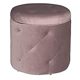LEFEDA Fußhocker, Abnehmbarer Deckel, 39,5 x 39,5 x 40 cm, Fußhocker, runder Hocker, Sitz, Samt-Pouf, Aufbewahrungsbox mit Stauraum, Sitztruhe, Fußhocker, Fußstütze (Farbe: 1) (Rosenrot)