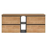 Lomadox Waschtischunterschrank mit Regal 140 cm breit in anthrazit mit Hamilton Eiche Nb, B/H/T: ca. 140/59,5/46 cm