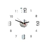Sayla DIY Wanduhr, Moderne Mute DIY große Wanduhr 3D Aufkleber Home Office Decor Geschenk - Wanduhr Wandtattoo Uhr Wohnzimmer Wandsticker Wandaufkleber Spruch (Silber)