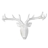 Wanddekoration aus Metall für Zuhause, Wandbekleidung Hirschwild Wall Decor, Faux Taxidermie Tierkopf Wandhalterung, Hirsche Kopf Büste Wand Hängen Skulpturen for Wohnkultur Wohnzimmer Hintergrund (C