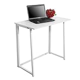 Faltbarer Computertisch für kleine Räume, Heimbüro-Schreibtisch Laptoptisch mit faltbarem Design, tragbarer Gaming-Schreibtisch für Erwachsene & Kinder, platzsparend, 80 x 45 x 75 cm, Weiß