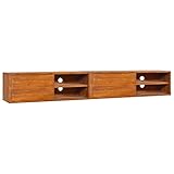 vidaXL Teak Massiv Wand TV Schrank Lowboard Wandschrank Board Hängeboard Wandboard Fernsehschrank TV Möbel HiFi-Schrank 180x30x30cm