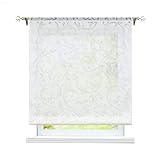 ESLIR Raffrollo Wohnzimmer Raffgardine mit Tunnelzug Gardinen Transparent Bändchenrollo Modern Vorhänge Ausbrenner Weiß BxH 100x155cm 1 Stück