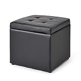 Furniture Wooden Black Storage Hocker Hocker Hocker Praktische gepolsterte Fußstütze for Wohnzimmer Schlafzimmer Einzelhocker Sitz Max.100KG (Size : 40X40X40CM)