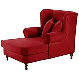 ALIDAM Schlafsofa Bettsofa Sessel Microfaser Rot Buche Nussbaumfarben Sitzer Sofa Couch