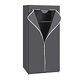 SONGMICS Kleiderschrank, Stoffschrank, Faltschrank mit Kleiderstange, Kleiderständer, Aufbewahrung für Taschen, Spielzeug, Schuhe, Schlafzimmer, Ankleidezimmer, 75 x 45 x 160 cm, grau RYG83GY