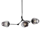 JMWYH Molecule Creative Kronleuchter, E27 Sputnik Industrial Retro Schwarzer Eisen-Kronleuchter mit verstellbaren Zweigen und mundgeblasenem Glasschirm, Schwarz, 6 Lichter (Schwarz 3)