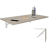 Wandklapptisch Schreibtisch Tischplatte 80x40 cm in Sonoma Eiche Klapptisch Esstisch Küchentisch für die Wand Bartisch Stehtisch Wandtisch Tisch klappbar zur Wandmontage im Büro Küche Esszimmer