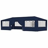 Dioche Gartenpavillon, 9 x 4 m, Gartenzelte, Sonnenschutz, Blau, Rahmen aus Stahl, stabil, wasserdicht, mit Seitenwänden, für Hochzeitsfeier, Garten, Terrasse, Außenbereich