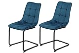 2er Set JENNY I Esszimmerstuhl Samtvelour Petrol T62 x B46 x H88cm