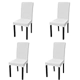 UYSELA Home Sets Stuhlhussen mit geraden dehnbaren Stuhlhussen, 4 Stück, Weiß