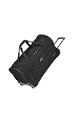 travelite 2-Rad Trolley Reisetasche Größe L, Gepäck Serie BASICS FRESH: Weichgepäck Reisetasche mit Rollen im sportlichen Design, 71 cm, 89 Liter, schwarz