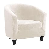 PWZYBXL Club Chair Schonbezug, Samt Sesselbezug Clubsessel Stretch Abnehmbarem Cocktailsessel Hussen Weiche Sesselschoner Für Home Decor-Beige-2 Stück