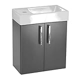 Waschplatz Waschbecken mit Unterschrank Badmöbel Set Waschtisch 40x22 Links/Rechts Waschtischunterschrank Keramikwaschbecken