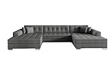 mb-moebel Ecksofa mit Schlaffunktion | Couch für Wohnzimmer, Schlafsofa Sofagarnitur Sofa Eckcouch U-Form Wohnlandschaft mit Bettfunktion VITI (DUNKELGRAU (Sawana05))