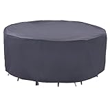 F&J Outdoors Schutzhülle für Gartenmöbel, Robust Reißfesten Material Wasserdicht Schneeschutz UV-beständige Runde Plane Abdeckung für Gartenmöbel Wetterfest im Sommer und Winter, 190x80cm, Grau