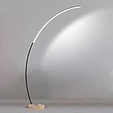 FREEUP LED Bogenlampe 18W Stehleuchte Dimmbar mit Fernbedienung Stehlampe Holzfuß Bogenleuchte Bogenstandleuchte für Wohnzimmer, Schwarz, Höhe 170 cm,Schwarz