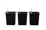 Vivanno Blumenkübeleinsatz aus Kunststoff mit Bewässerungsset - 29x29x32 cm - schwarz - 3er Set