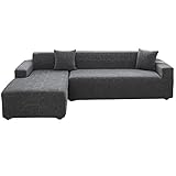 jianyana Sofa Überwürfe Dicke Sofabezug L Form Stretch Sofabezüge Elastisch rutschfest Sofabezug Couchbezug L Form 3 Sitzer 2ST mit 2 Er Kissenbezügen