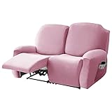 HUANXA Weiche Samt-Liegesofabezüge 1 2 3 Sitzer Stretch Cozy Staubdichter Sofabezug Rutschfester Möbelschutz Für Hunde Katzen,Waschbar -rosa-2Sitz(6Stck)