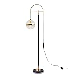 XOUVY Stehlampe, moderne Bogen-Stehlampe, hängt von hinten über der Couch, große stehende Pendelleuchte, Wohnzimmerlampe aus Metall mit Kunstglas-Kugel-Lampenschirm, Schwarz