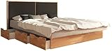 SuMa - Schubkastenbett 200x220 m. 6 Schubladen für viel Stauraum Kernbuche und Kopfteil Duetto, Farbe anthrazit 200x220 cm