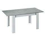 Dmora - Ausziehbarer Tisch Midland, Ausziehbarer Esstisch, Ausziehbarer Esstisch mit Verlängerung, cm 140/190x90h78, Zement und Weiß