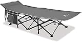 ALPHA CAMP Feldbett Klappbar 190 x 67 x 35 cm, Campingbett XXL bis 270 kg, Campingliege Faltbar Leicht für Erwachsene Camping Bett mit Tragetasche und Seitentasche(Grau)