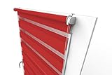 Aloha Doppelrollo Zebrarollo Duo Rollo Sonnenschutzrollo Klemmrollo Fensterrollo Klemmfix ohne Bohren für Fenster & Türen (Rot / 90x150cm / Breite x Höhe)