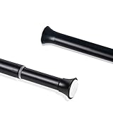 XtraCare Gardinenstange ohne Bohren, Teleskopstange Vorhang, Klemmstange für Gardinen, nutzbar als Vorhangstange/Kleiderstange - Schwarz (110-200cm)
