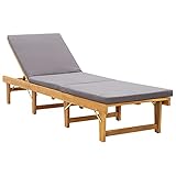 BULANED Klappbare Sonnenliege mit Auflage, Gartenliege, Liegestuhl, Sonneninsel Outdoor, Gartenmöbel, Sonnenstuhl, Bäderliege, Relaxliege, Terrasse,Akazie Massivholz