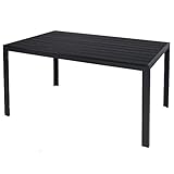 Mojawo Aluminium Gartentisch anthrazit/schwarz Esstisch Gartenmöbel Tisch Polywood Holzimitat wetterfest 150x90x74cm