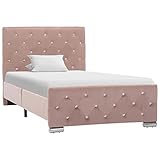 vidaXL Polsterbett Klassisch Bett Einzelbett Stoffbett Ehebett Schlafzimmerbett Bettgestell Bettrahmen Lattenrost Rosa Samt 90x200cm