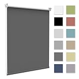 Verdunkelungsrollo Verdunklungsrollo ohne Bohren & mit Bohren,Rollo Verdunkelung Dunkelgrau 90x120cm(Stoffbreite 85cm) für Fenster innen Wand/Deckenmontage Fensterrollo Seitenzugrollo Klemmrollo