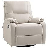 HOMCOM Relaxsessel, drehbarer Liegesessel, 135° neigbarer Fernsehsessel, Ruhesessel mit Fußstütze für Wohnzimmer Schlafzimmer, belastbar bis 150 kg, Polyester, Hellgrau