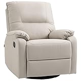 HOMCOM Relaxsessel, drehbarer Liegesessel, 135° neigbarer Fernsehsessel, Ruhesessel mit Fußstütze für Wohnzimmer Schlafzimmer, belastbar bis 150 kg, Polyester, Hellgrau