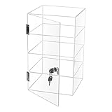 Choowin Vitrine mit 4 Regalen, transparent, Acryl, mit Schlossschlüssel, Sicherheitsverriegelung, Vitrine, Arbeitsplatte, Vitrine für Sammlerstücke, Büro, sichere Aufbewahrung, 23.9x23.9x39.9 cm