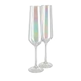 Peill+Putzler 2er-Set Sektkelche mit Stiel 200 ml | moderne Sektgläser in perlmutt aus irisierendem Kristallglas | Tulpenform für vollmundiges Aroma von Sekt, Champagner oder Prosecco