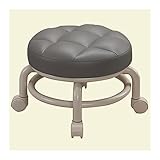 Rollen drehhocker Rollsitz PU Leder Niedriger runder Rollhocker Kleiner Hocker mit Universal Drehrollen für Zuhause Wohnzimmer Umkleidekabine Schlafzimmer Büro(Color:Grau)