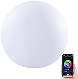Luminea Home Control Gartenkugelleuchte: WLAN-Akku-Leuchtkugel mit RGBW-LEDs und App, 576 lm, IP54, � 20 cm (LED-Garten-Beleuchtungen Kugel)