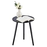 APICIZON Beistelltisch, Couchtisch rund Ø 42 cm, Höhe 51 cm, Sofatisch mit Beinen aus Massivholz, Skandinavischer Stil, Nachtisch Beistelltisch Holz für Wohnzimmer, Schlafzimmer, Schwarz/Schwarz