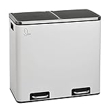 SVITA TM2X30 Treteimer 60 Liter Abfalleimer Mülleimer Design Mülltrennung Papierkorb Küchen-Ordnung Trennsystem (Weiß)