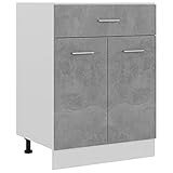 BULANED Schubunterschrank, Küchenunterschrank, Küchenschränke, Küchenmöbel, Unterschrank, Kitchen Furniture, Betongrau 60x46x81,5 cm Spanplatte