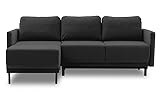 BETTSO -Ecksofa mit Schlaffunktion mit Bettkasten Sofa Couch L-Form Polstergarnitur Wohnlandschaft Polstersofa (218 x157x90cm) (Ottomane Rechts oder Links)-Layla Schwarz