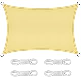 AFXXE Sonnensegel, Rechteckig Sonnensegel Wasserdicht Sonnenschutz UV-Schutz, Sonnensegel 2 x 3m, Sonnensegel Balkon Ohne Bohren Geeignet für Terrasse, Garten, Wohnwagen (Beige)