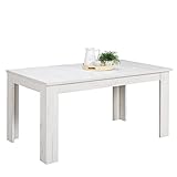 Homestyle4u 2184, Esstisch ausziehbar Holz Tisch Esszimmertisch Holztisch Küchentisch Weiß 160 x 90 cm